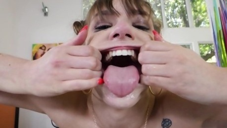 Dirty slut Sailor Luna spreads her pussy lips and eats cum