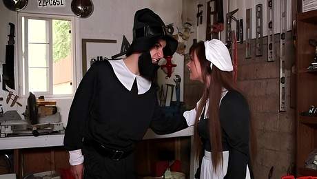 Balls licking Amish slut Alice Lighthouse loves having rough sex