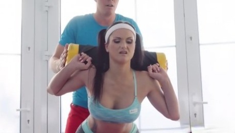 Sex at the gym with two gorgeous beauties on fire