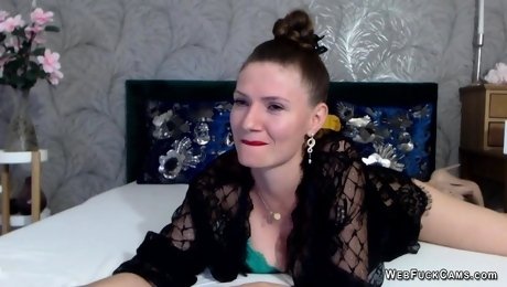 Big tits Romanian MILF in lingerie posing on webcam show