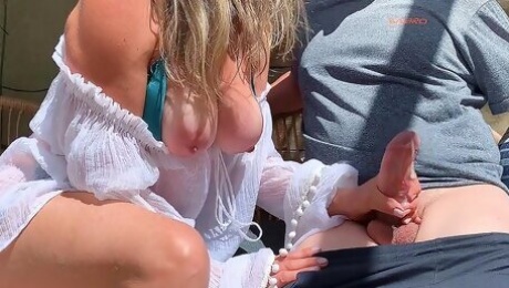 Big Tits MILF milked me right on the beach