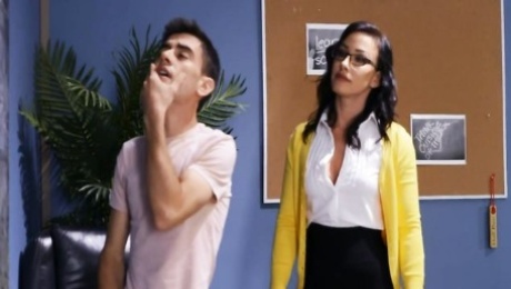 Slutty teacher Jennifer White is fucking with a horny young man